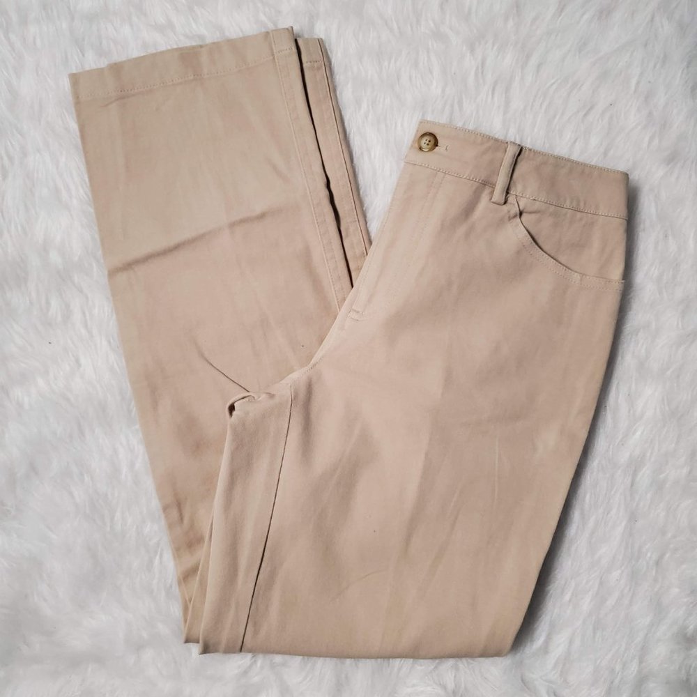 Peace of Cloth Panticular Womens Khaki Cotton Blend Flat Front Pants, 4